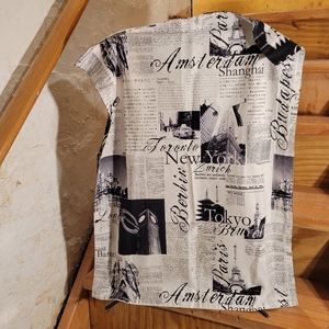 Alamode Home Passport 1 Sham 26.5”X 19.5” World Cities in Newsprint